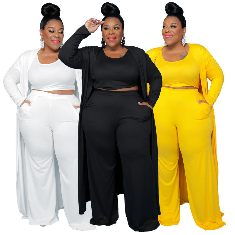 Conjunto deportivo informal de tres piezas para mujer: camiseta y pantalón