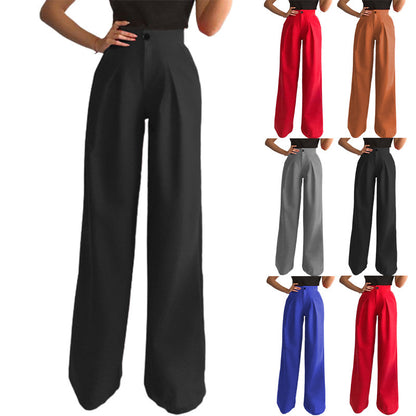 Pantalones anchos casuales de color liso a la moda para mujer