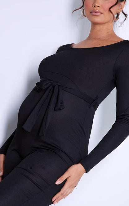Fashion Casual Pregnant Women Solid Color Long Sleeve Maternity Jumpsuits
