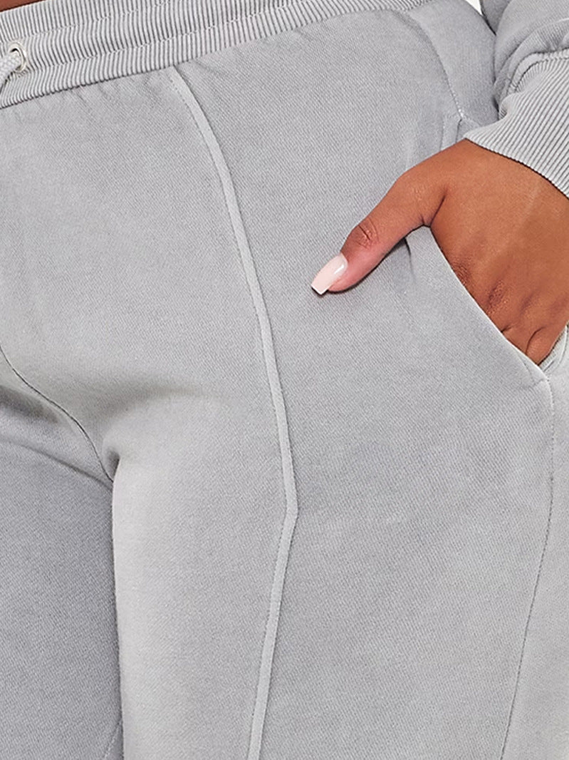 Women Fashion Casual Solid Color Drawstring Pants