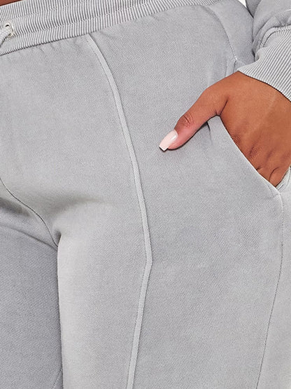 Women Fashion Casual Solid Color Drawstring Pants