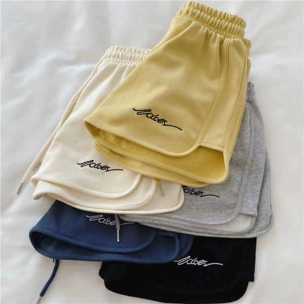 Cotton Sports Women Summer Loose Pajama High Waist Casual Wide Leg Shorts