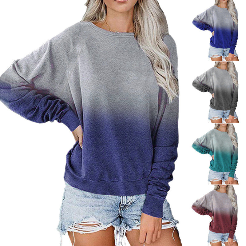 Women Casual Gradient Long Sleeve Sweatshirt
