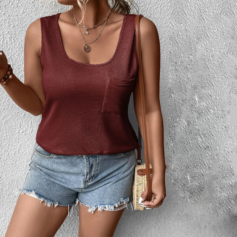 Women Fashion Casual Plus Size U-Neck Tank Top