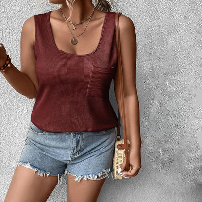 Women Fashion Casual Plus Size U-Neck Tank Top