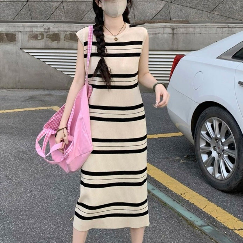 Women Casual Stripe Sleeveless Dress