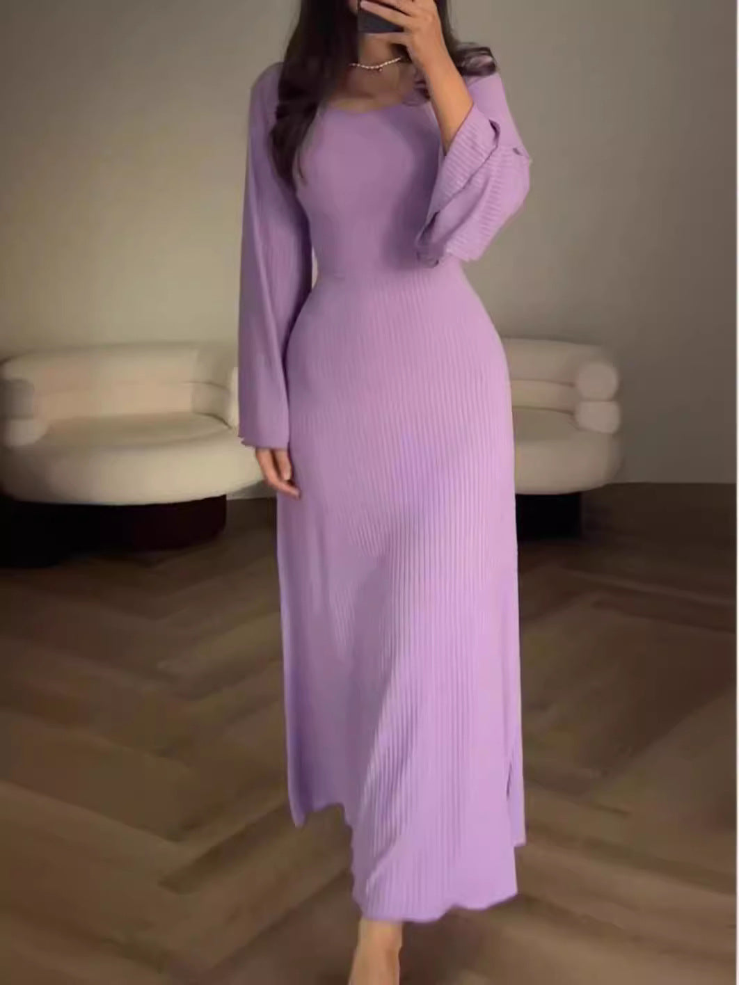 Women Fashion Long Sleeve Loose Casual Dress