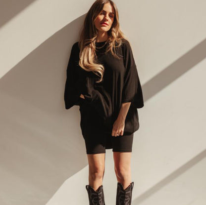 Casual Fashion Women Solid Color Loose T-Shirt And Shorts Set