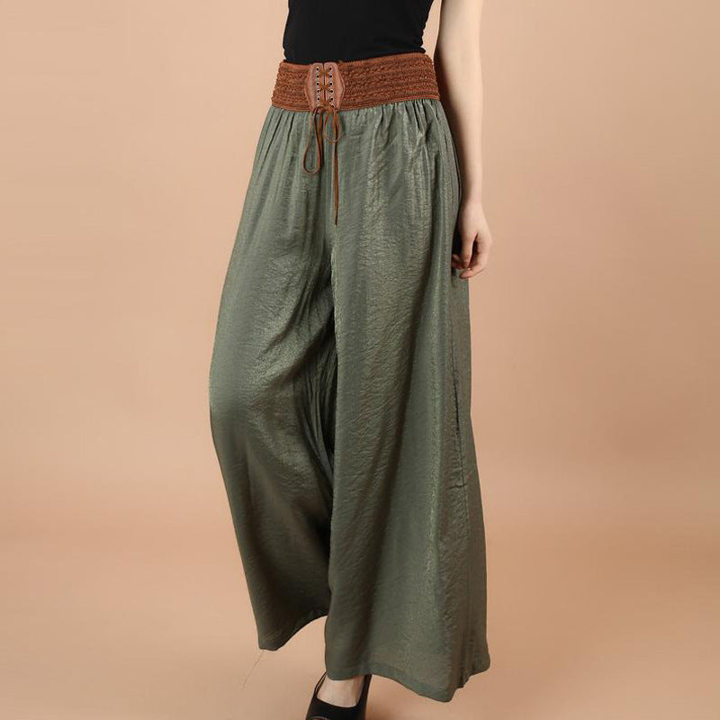 Women'S Fashion Casual Cotton Linen Thin Wide Leg Loose Trousers