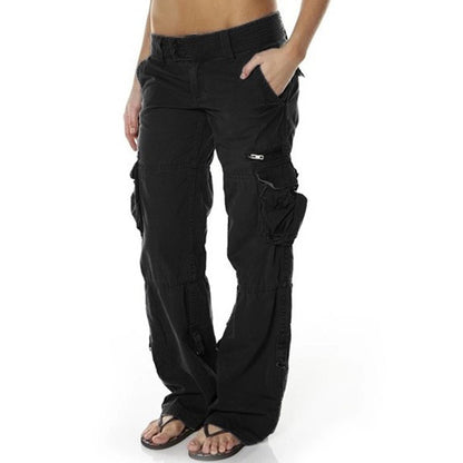 Women Fashion Casual Loose Pocket Wide-Legged Pants