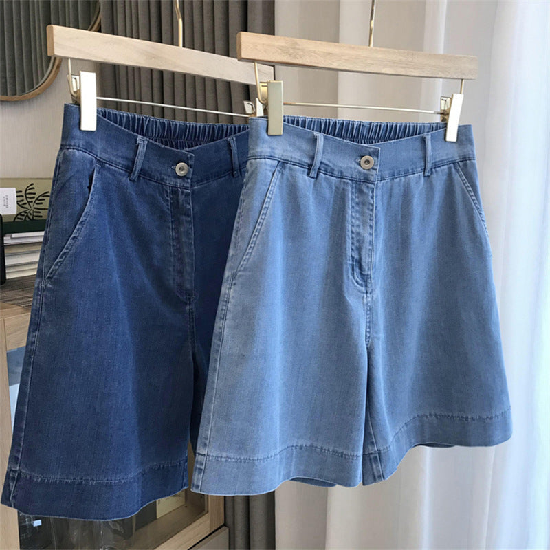Pantalones cortos vaqueros de cintura alta informales de verano vintage para mujer