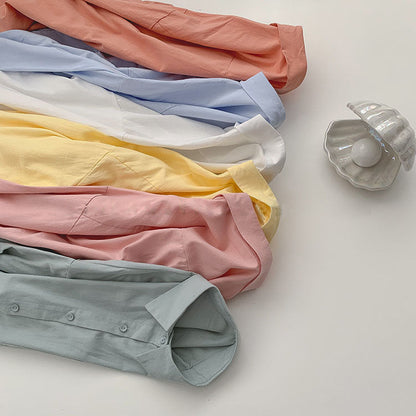 Blusa de manga larga holgada básica informal de color liso para mujer