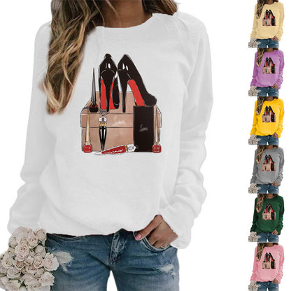 Sudadera con capucha de manga larga y cuello redondo con estampado informal a la moda para mujer