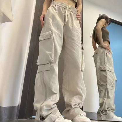 Pantalones cargo casuales de color sólido a la moda para mujer