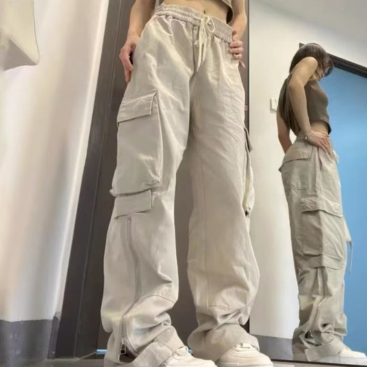 Pantalones cargo casuales de color sólido a la moda para mujer