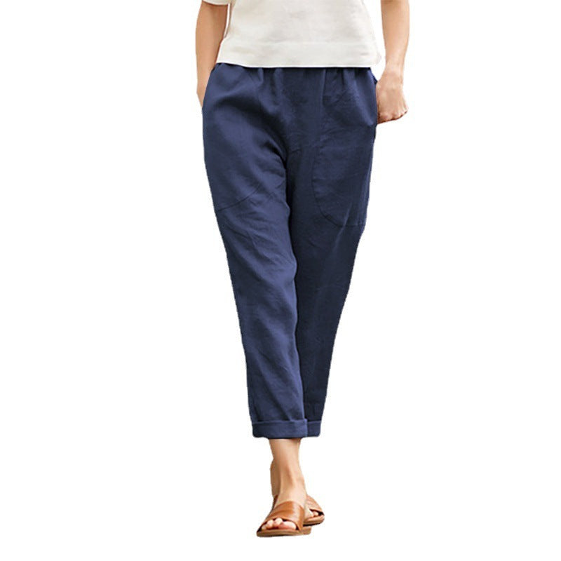 Women Basic Solid Color Casual Pants Straight Pants
