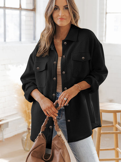 Chaqueta informal de solapa sencilla para mujer, otoño e invierno