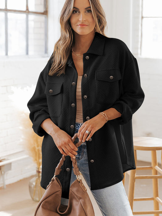 Chaqueta informal de solapa sencilla para mujer, otoño e invierno