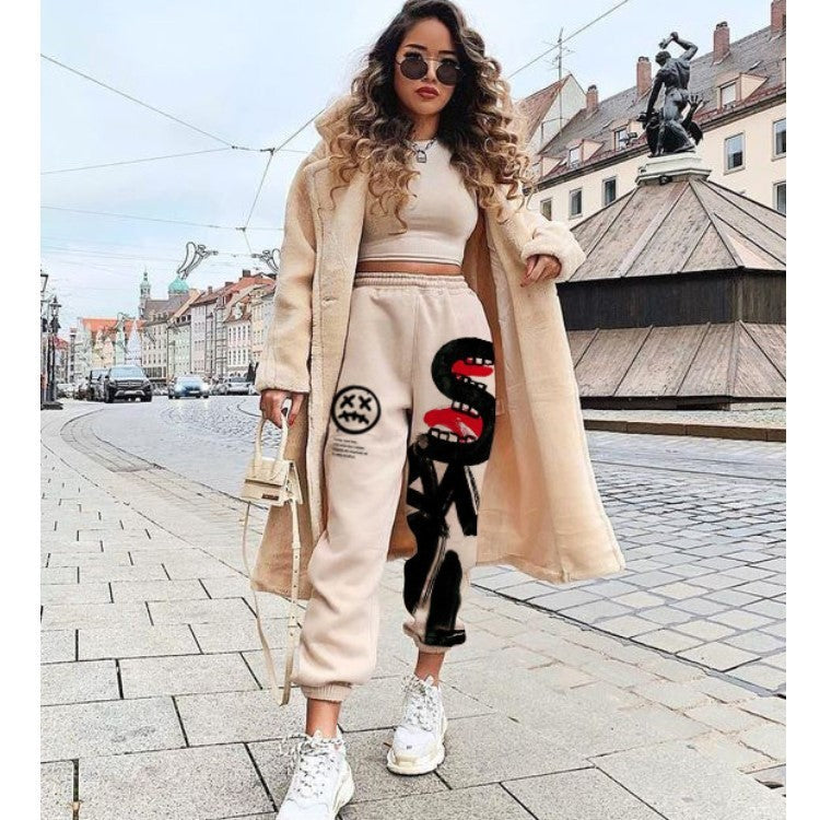 Athleisure Casual Street Fashion Street Women Letter Thickened Sweatpants