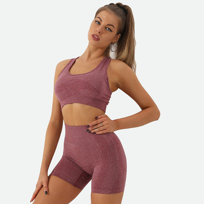 Conjunto deportivo de 2 piezas para mujer, informal, ajustado, de color sólido, con cuello en U, sin mangas y pantalones cortos