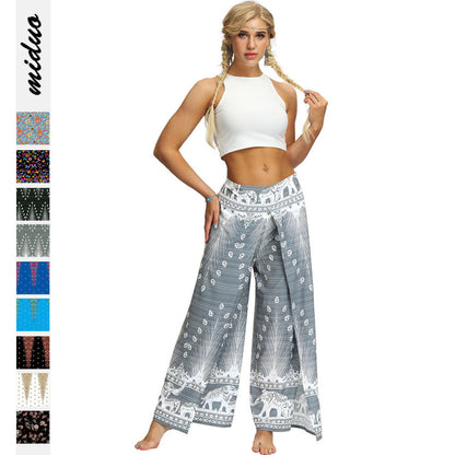 Women Fashion Casual Print Wide-Leg Pants