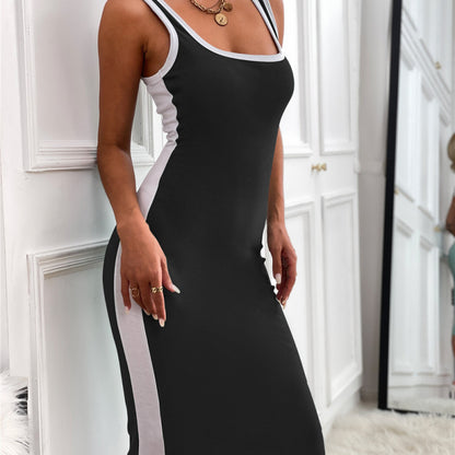 Women Simple Casual Solid Color Sleeveless Sling Dress