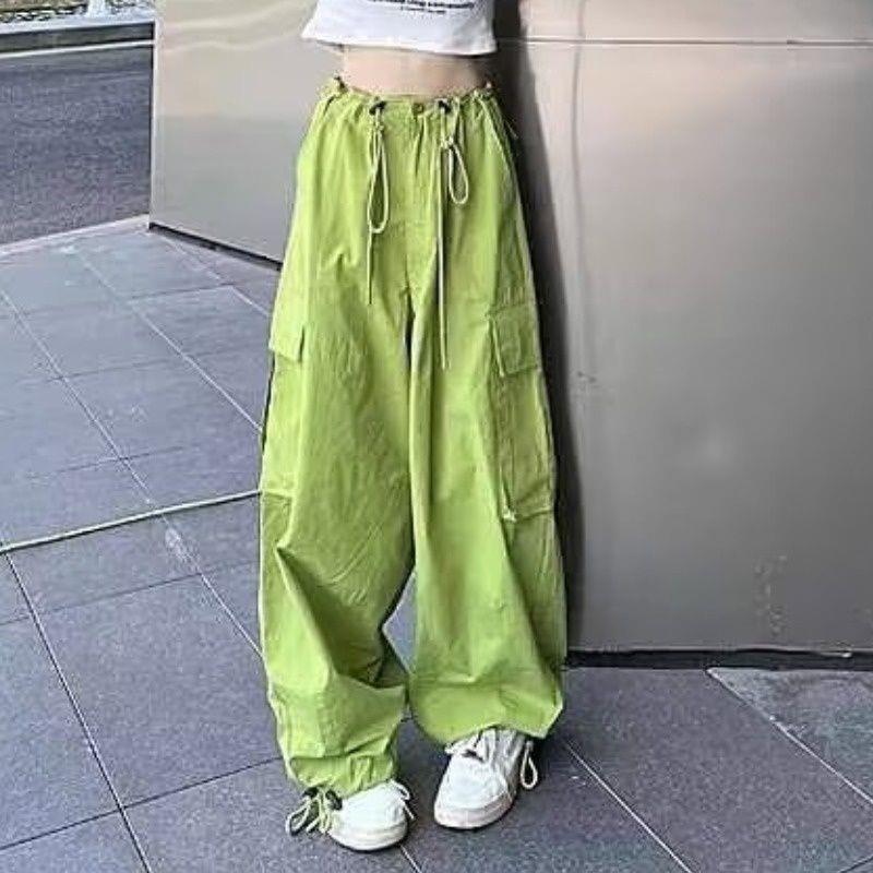 Pantalones cargo casuales de calle para mujer, de color sólido y con bolsillos