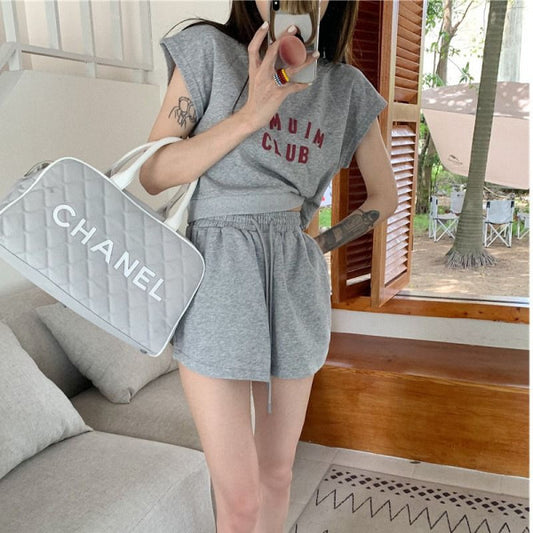 Casual Fashion Women Summer Short-Sleeved T-Shirt Sportswear Shorts Two-Piece Set