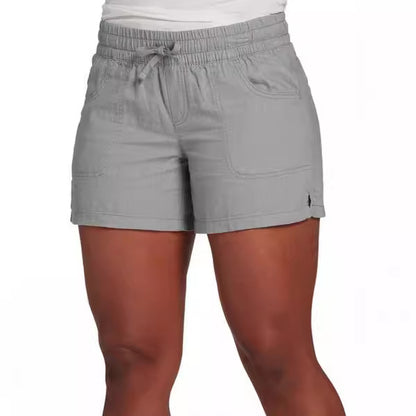 Women Casual Solid Color Plus Size High Waist Pocket Shorts