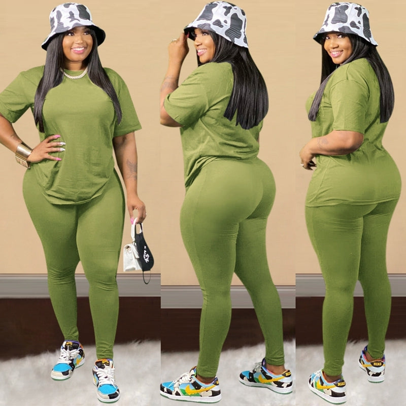 Two Piece Pants Set Women T Shirt Top And Pants Casual Sport Set