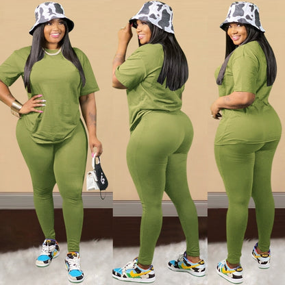 Two Piece Pants Set Women T Shirt Top And Pants Casual Sport Set