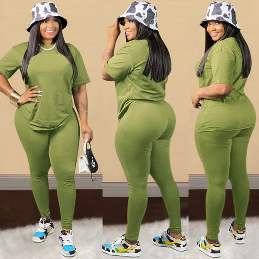 Two Piece Pants Set Women T Shirt Top And Pants Casual Sport Set