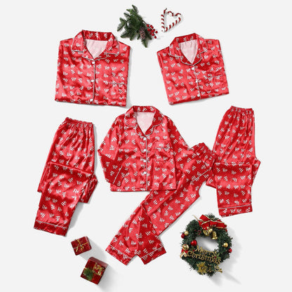Conjunto de pijama navideño unisex de seda con estampado de letras, informal y a la moda