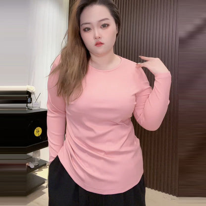 Blusa básica informal sencilla de color liso para mujer, talla grande