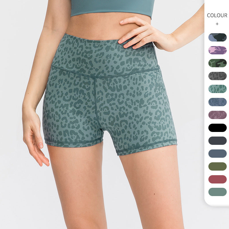 Women'S Casual Nude Printed High-Elastic Tight-Fitting Sports Quick-Drying Fitness 3-Point Biker Shorts