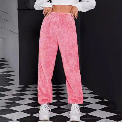 Autumn And Winter Women Casual Solid Color Plush Pants
