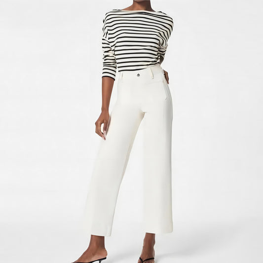 Vaqueros de pierna ancha y cintura alta con bolsillos sueltos e informales para mujer