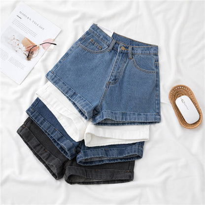Pantalones cortos vaqueros de pierna ancha, rectos, finos y a la moda de verano para mujer