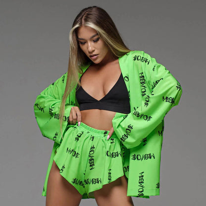 Conjunto de pijama informal de manga larga con estampado de moda para mujer