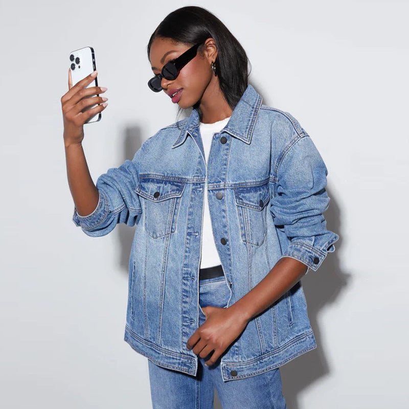 Chaqueta vaquera cómoda e informal de moda para mujer