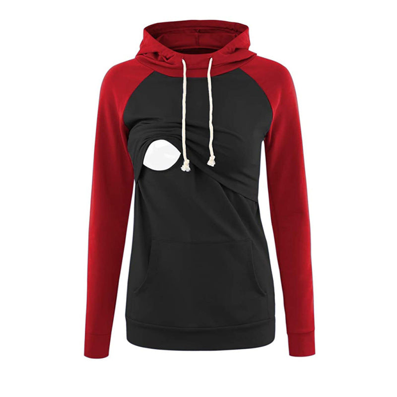 Pregnant Women Fashion Casual Hooded Long Sleeve Breastfeeding Sweatshirt