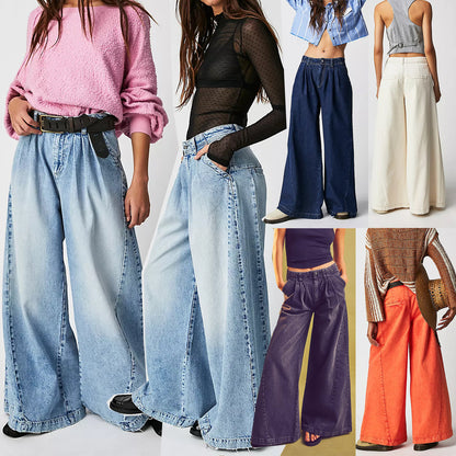 Women Fashion Casual Wide Leg Jeans