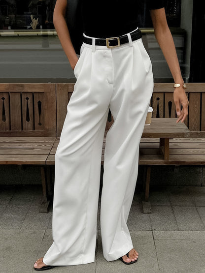 Women Fashion Casual Simple High Waist Loose Pants