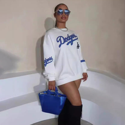 Sudadera informal de manga larga con estampado de letras holgadas para mujer