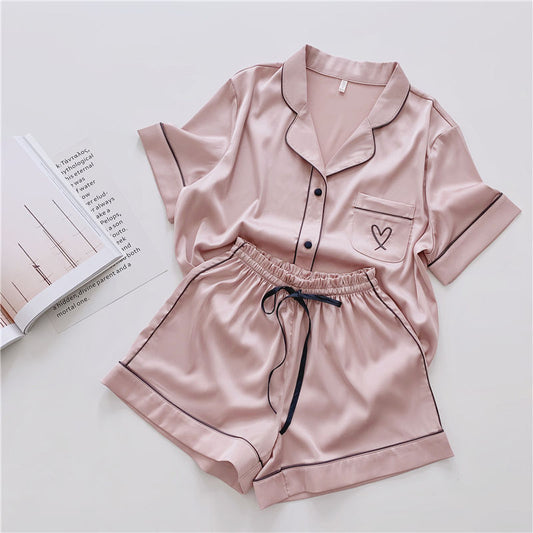 Women'S Casual Short Sleeve Top And Shorts Set Pajamas