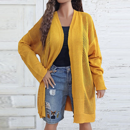 Chaqueta de manga larga tipo cárdigan de punto informal a la moda para mujer