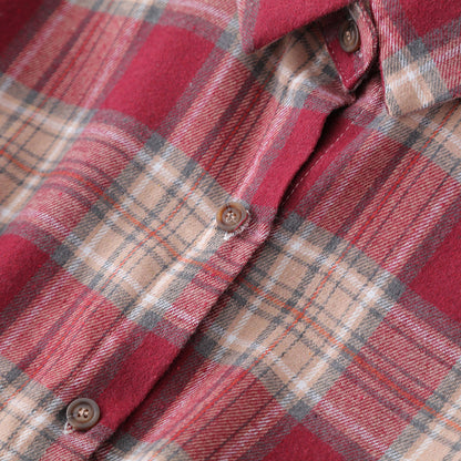 Camisa informal de manga larga con estampado a cuadros para mujer, talla grande