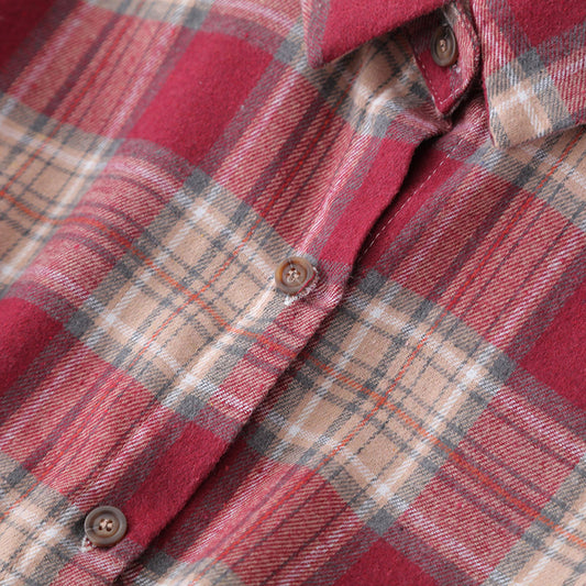 Camisa informal de manga larga con estampado a cuadros para mujer, talla grande