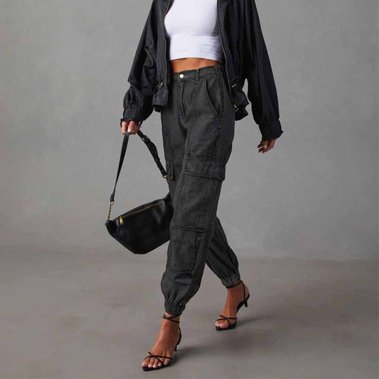 Pantalones vaqueros cargo holgados informales a la moda para mujer