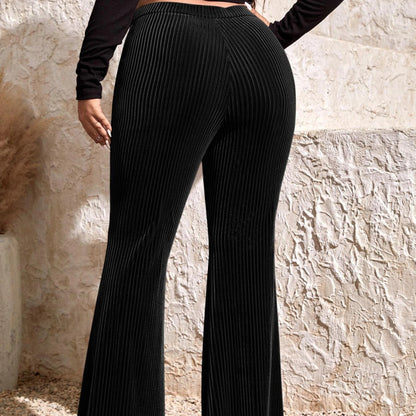 Pantalones acampanados casuales de color sólido de talla grande para mujer